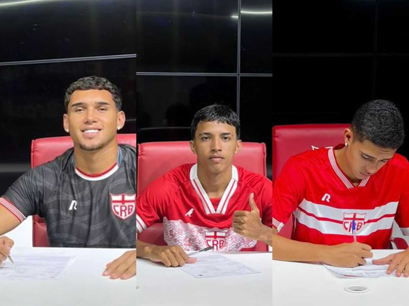 CRB assina primeiro contrato profissional dos atletas Riquelmy, Cândido e Arthur Jequiá